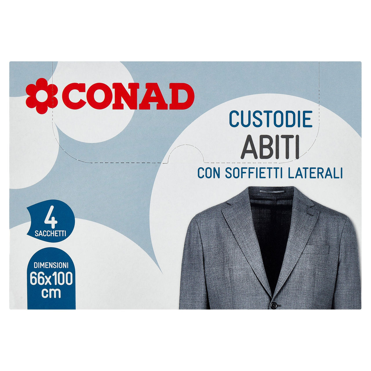 CONAD Custodie Abiti con Soffietti Laterali 66x100 cm 4 pz