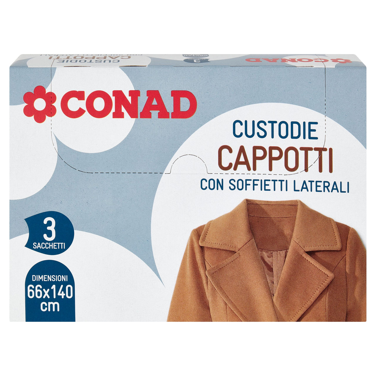 CONAD Custodie Cappotti con Soffietti Laterali 66x140 cm 3 pz