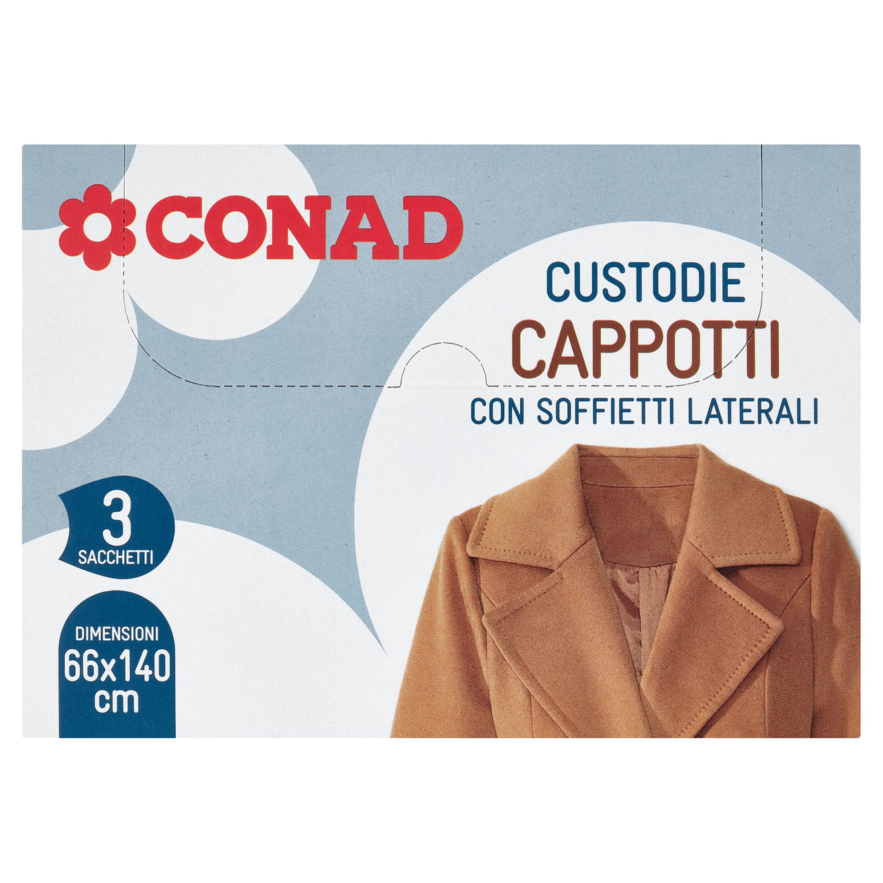 CONAD Custodie Cappotti con Soffietti Laterali 66x140 cm 3 pz