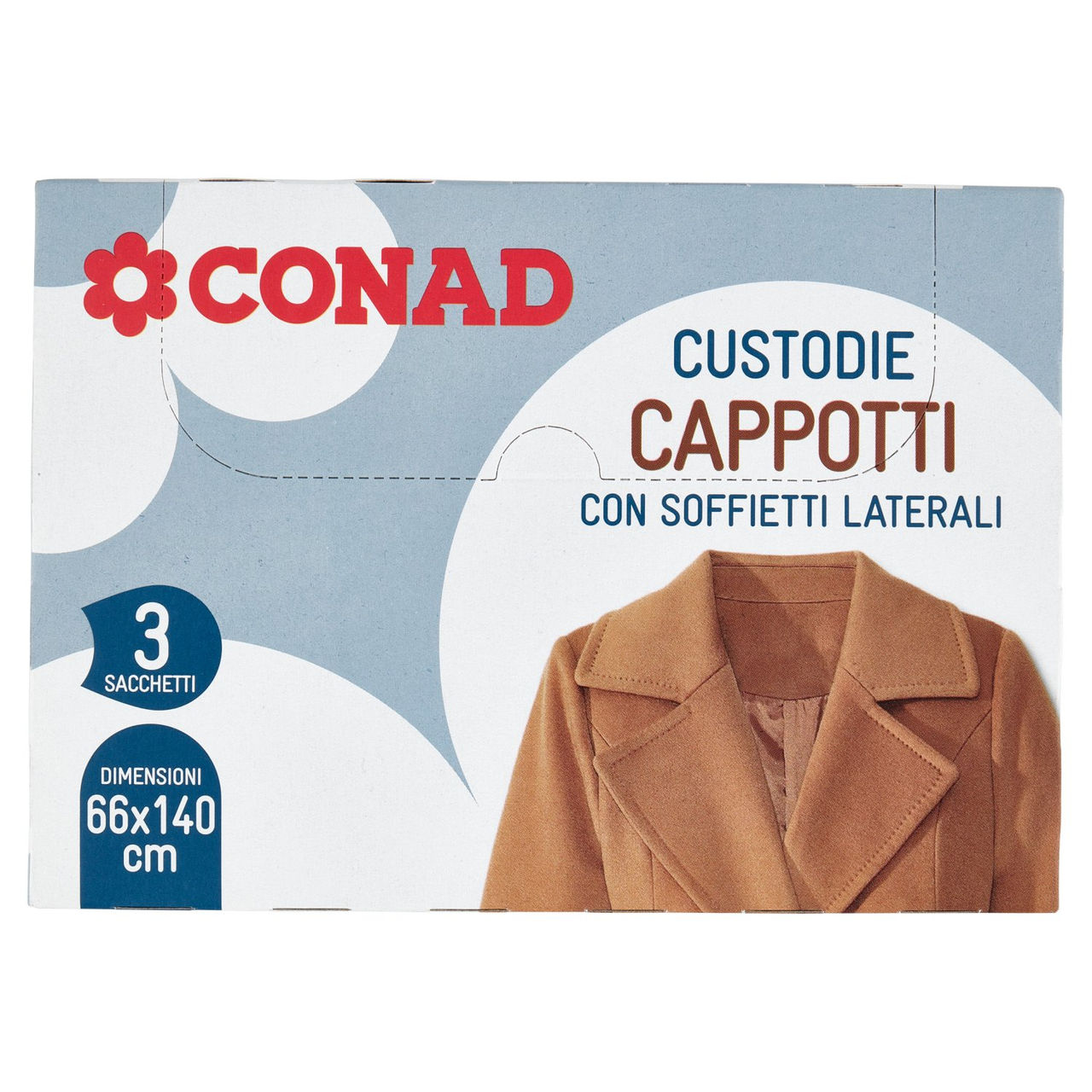 CONAD Custodie Cappotti con Soffietti Laterali 66x140 cm 3 pz