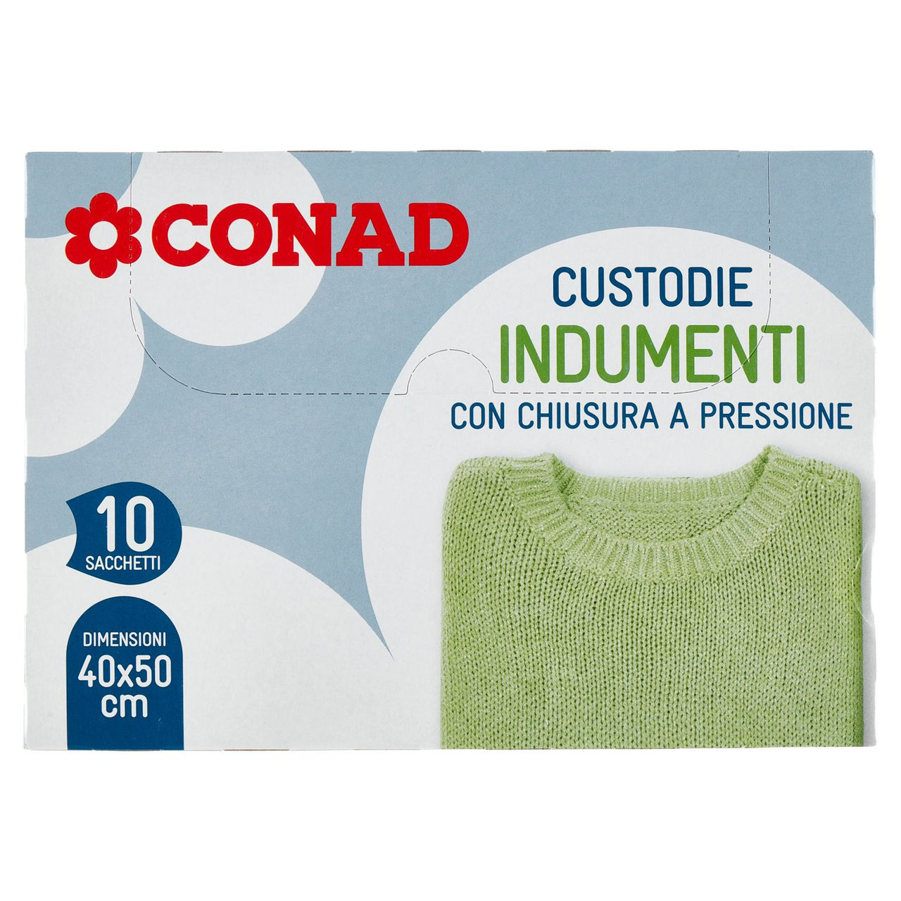 CONAD Custodie Indumenti con Chiusura a Pressione 40x50 cm 10 pz