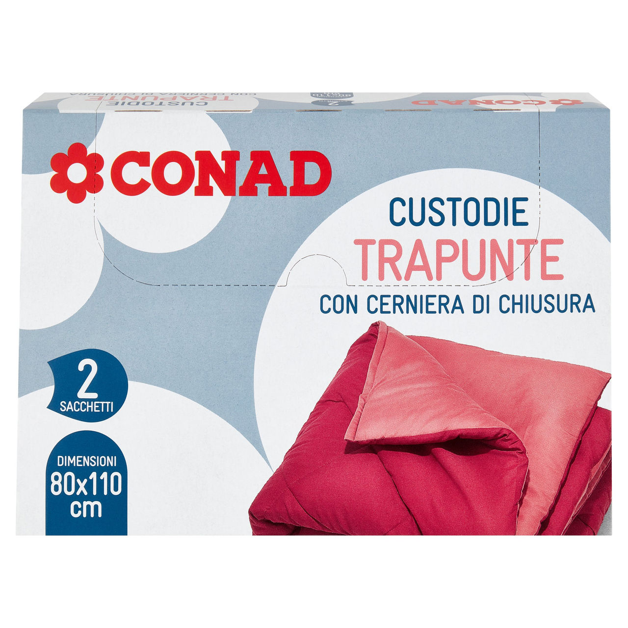 CONAD Custodie Trapunte con Cerniera di Chiusura 80x110 cm 2 pz