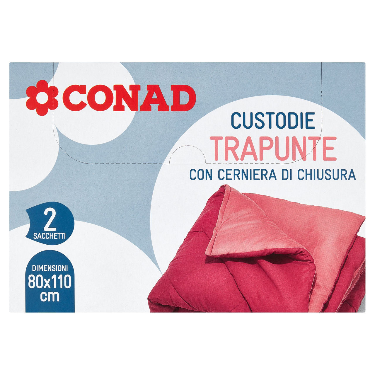 CONAD Custodie Trapunte con Cerniera di Chiusura 80x110 cm 2 pz