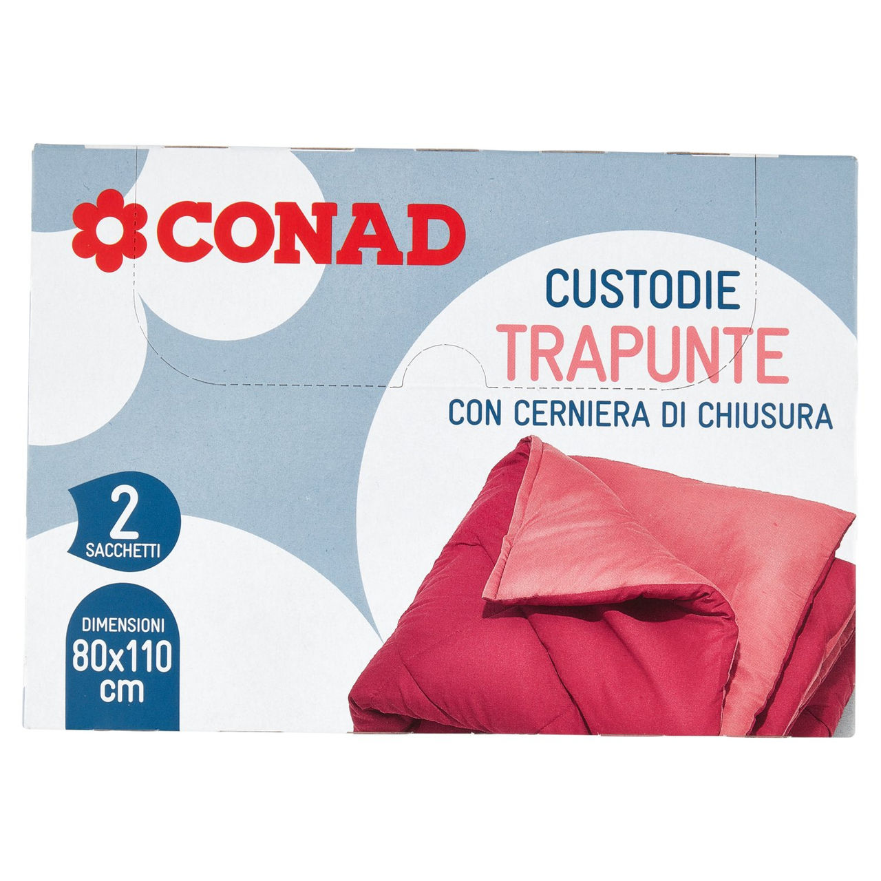 CONAD Custodie Trapunte con Cerniera di Chiusura 80x110 cm 2 pz