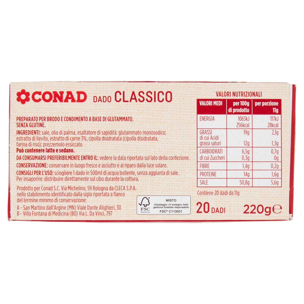 Classico 20 dadi 220 g Conad in vendita online