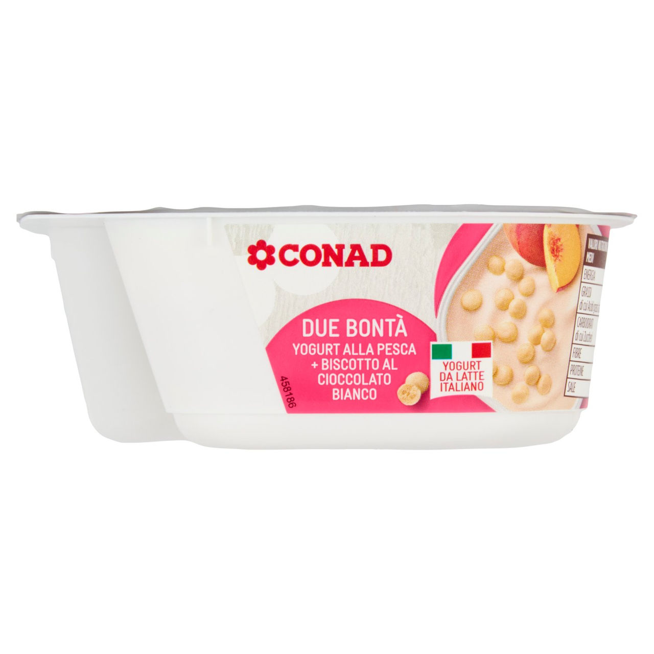 CONAD Due Bontà Yogurt alla Pesca   Biscotto al Cioccolato Bianco 150 g