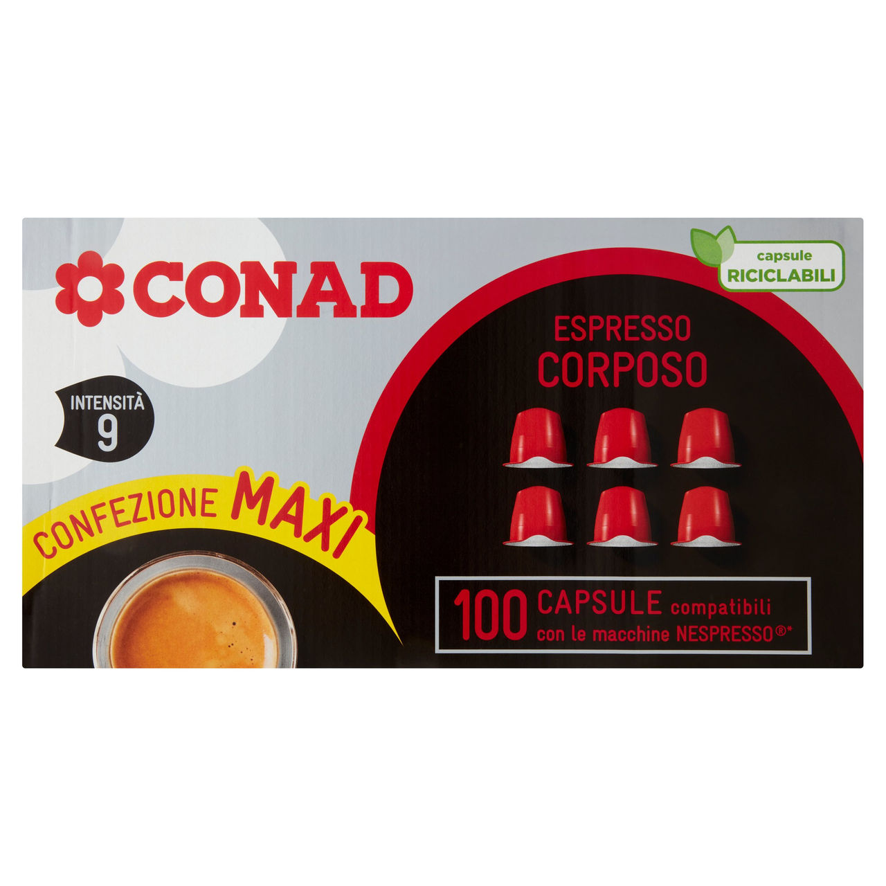 CONAD Espresso Corposo 100 Capsule compatibili con le macchine Nespresso 500 g