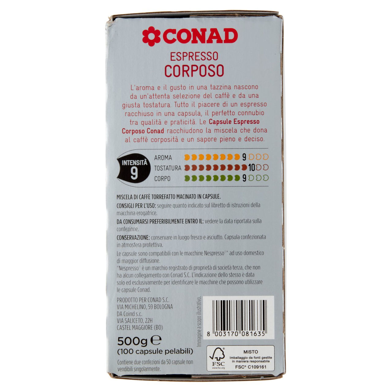 CONAD Espresso Corposo 100 Capsule compatibili con le macchine Nespresso 500 g