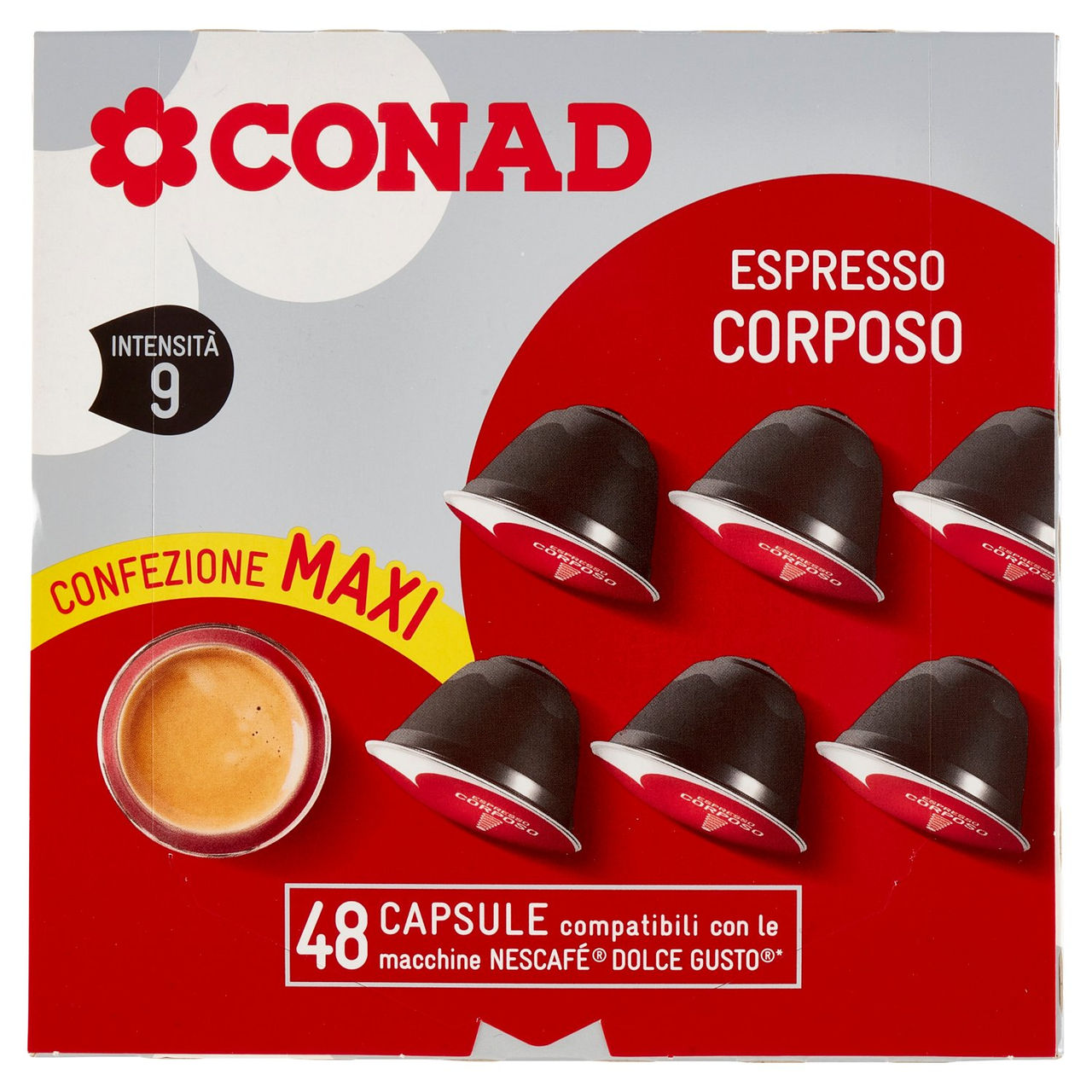 CONAD Espresso Corposo 48 Capsule compatibili con le macchine Nescafé Dolce Gusto 350 g