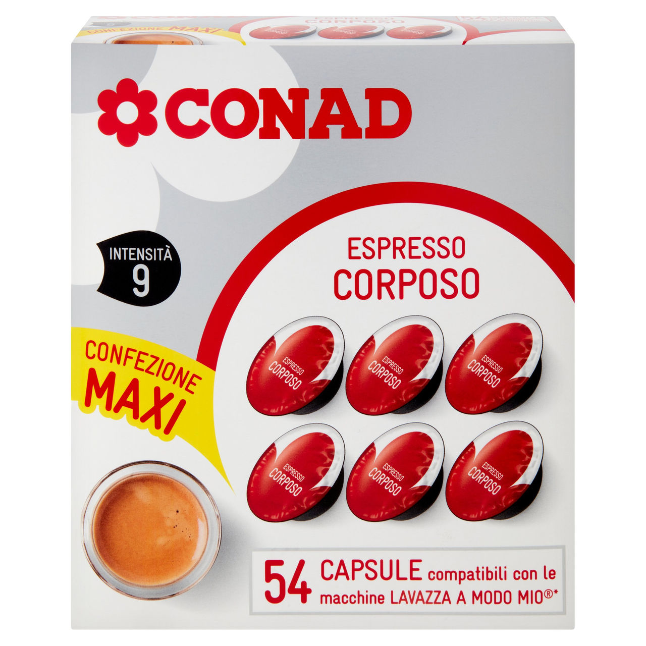 CONAD Espresso Corposo 54 Capsule compatibili con le macchine Lavazza a Modo Mio 405 g