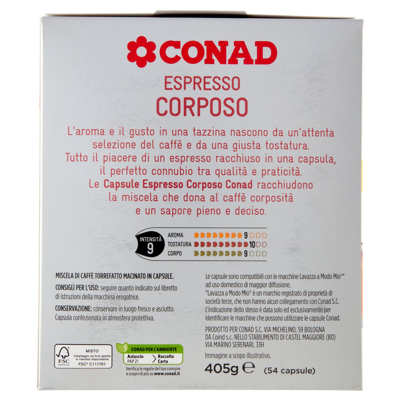 CONAD Espresso Corposo 54 Capsule compatibili con le macchine Lavazza a Modo Mio 405 g