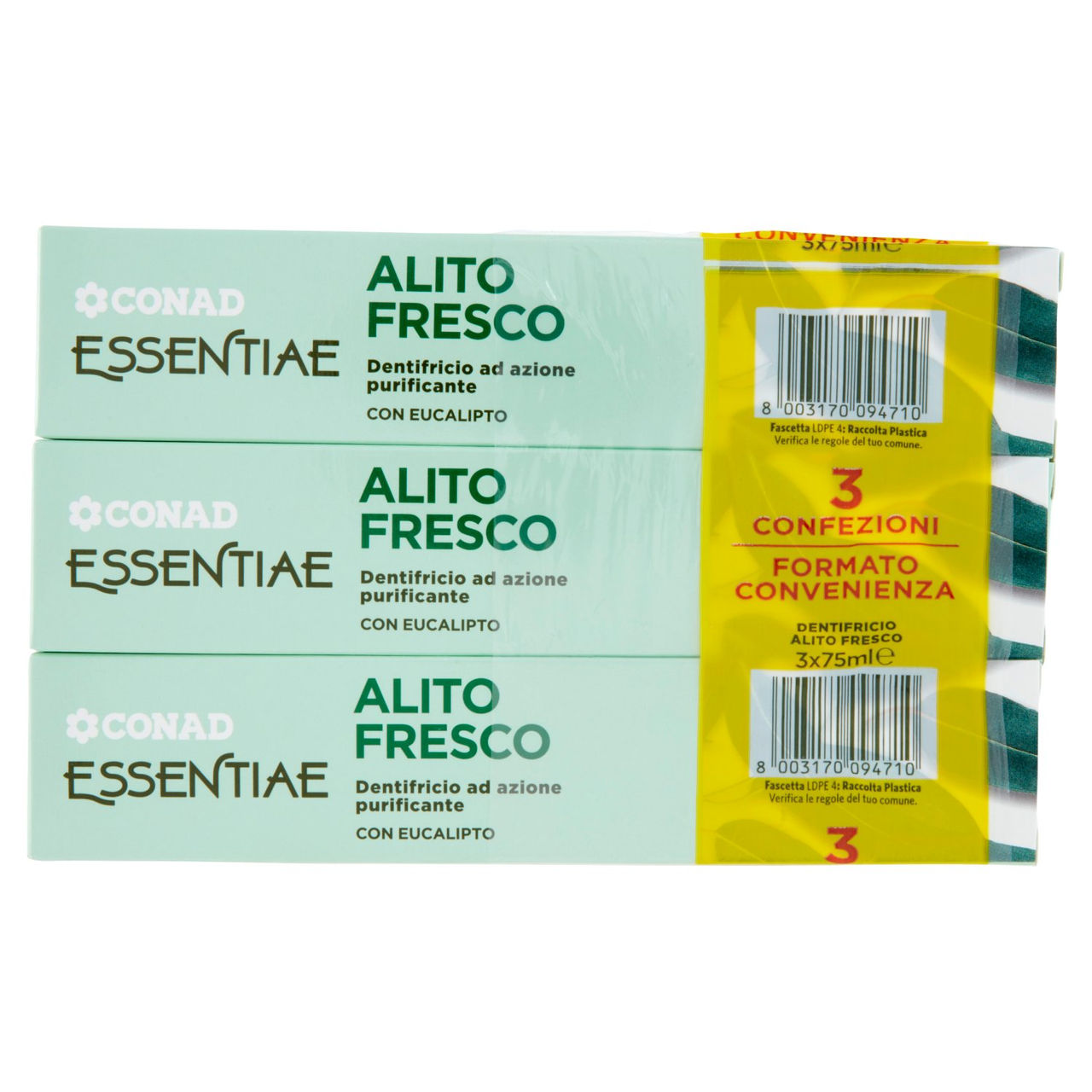 CONAD Essentiae Alito Fresco Dentifricio ad azione purificante 3 x 75 ml