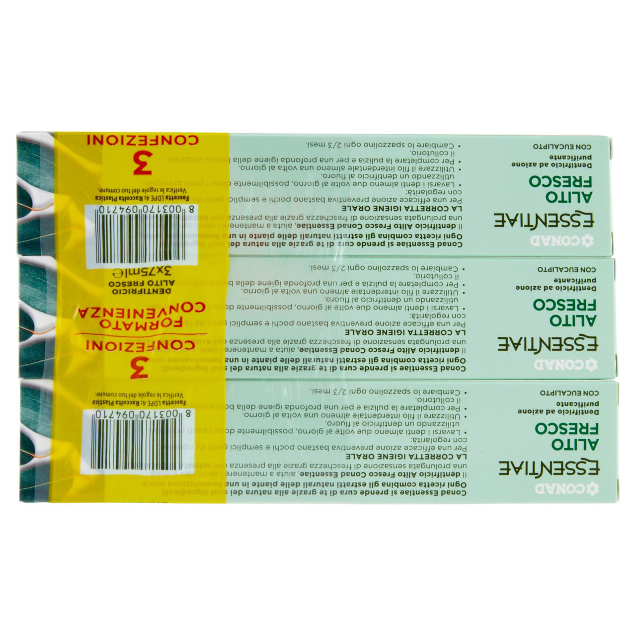 CONAD Essentiae Alito Fresco Dentifricio ad azione purificante 3 x 75 ml