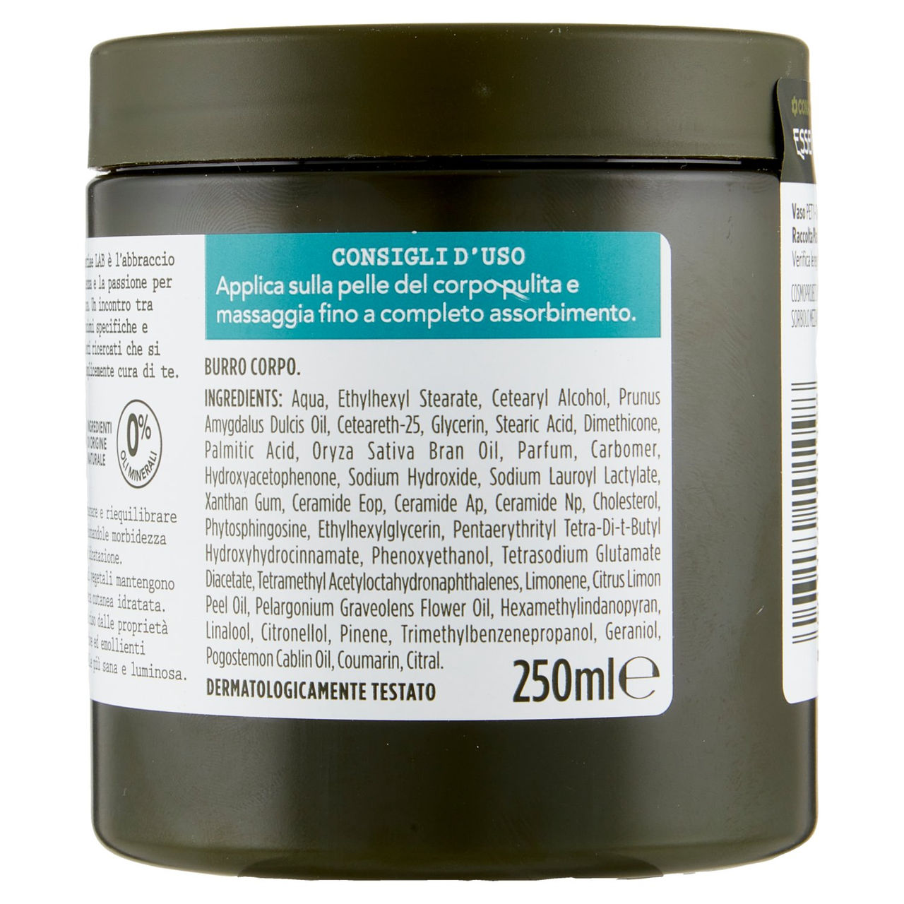 CONAD Essentiae Lab Burro Corpo Rinnova Ceramidi   olio di riso 250 ml