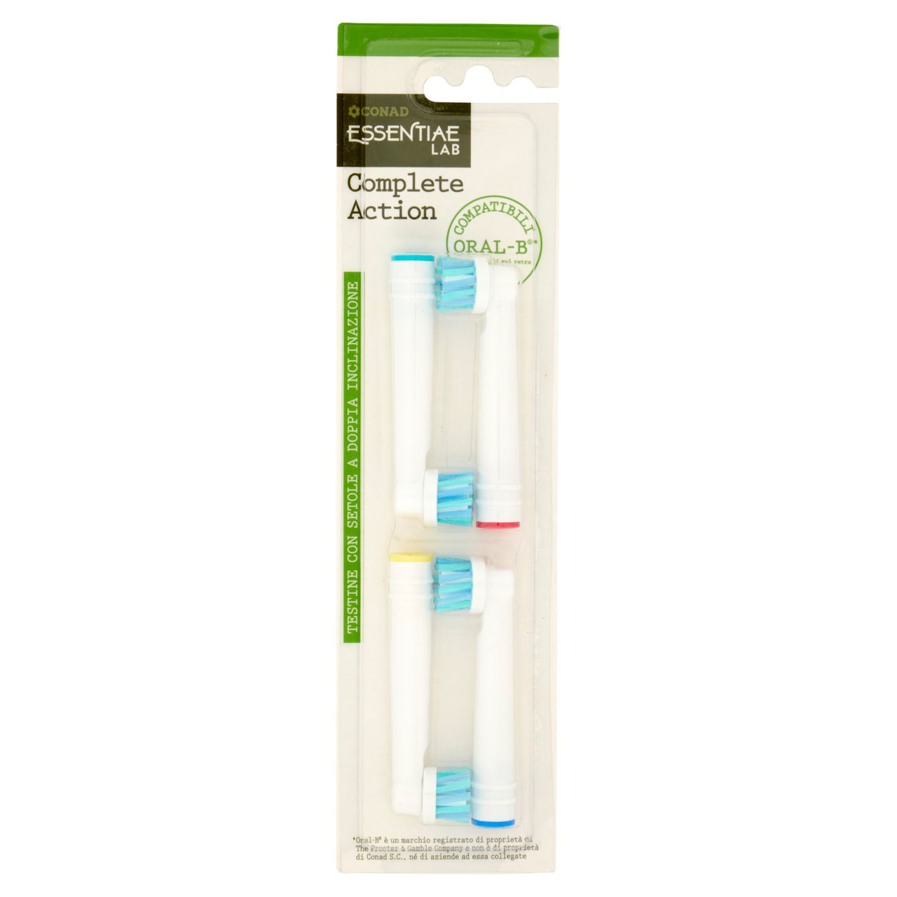 CONAD Essentiae Lab Complete Action Testine con Setole a Doppia Inclinazione Compatibili Oral-B* 4pz