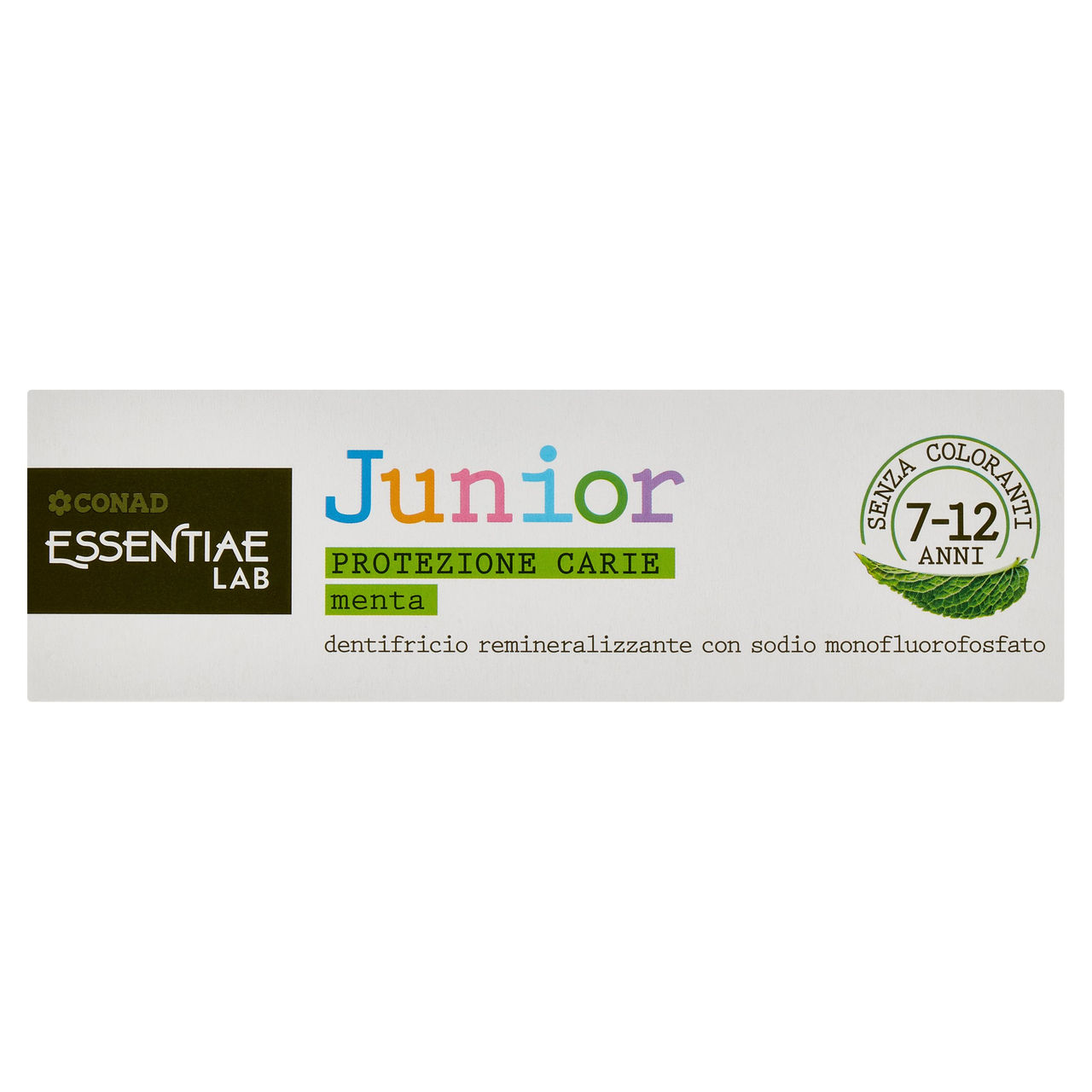 CONAD Essentiae Lab Junior Protezione Carie Menta dentifricio remineralizzante 7-12 Anni 75 ml