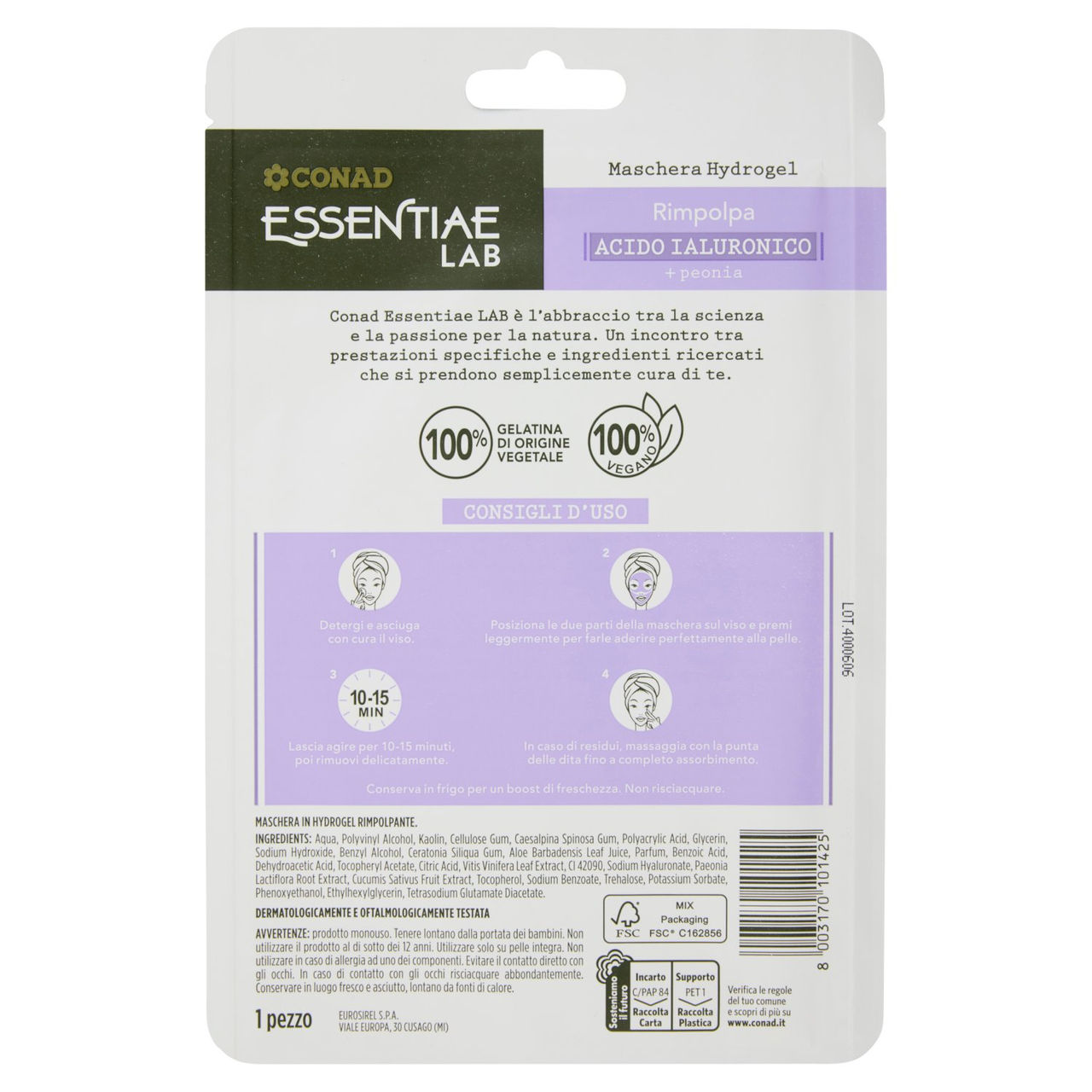 CONAD Essentiae Lab Maschera Hydrogel Rimpolpa 1 pz