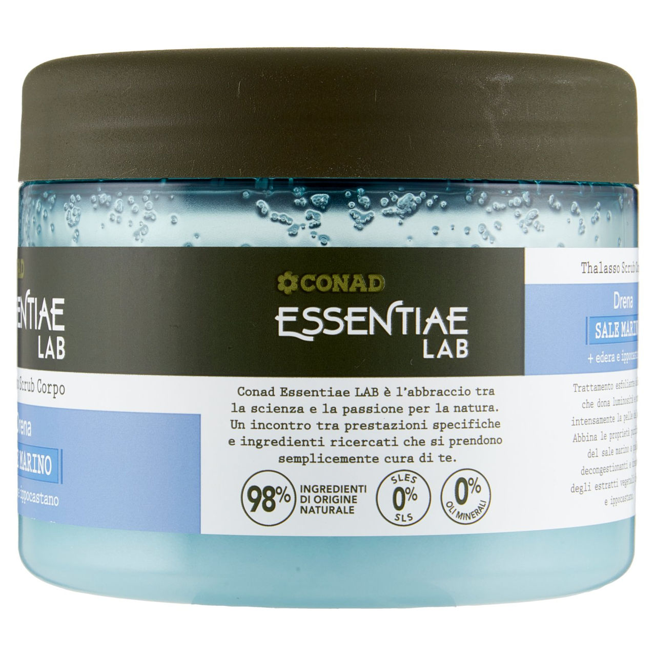 CONAD Essentiae Lab Thalasso Scrub Corpo Drena Sale Marino   edera e ippocastano 600 g