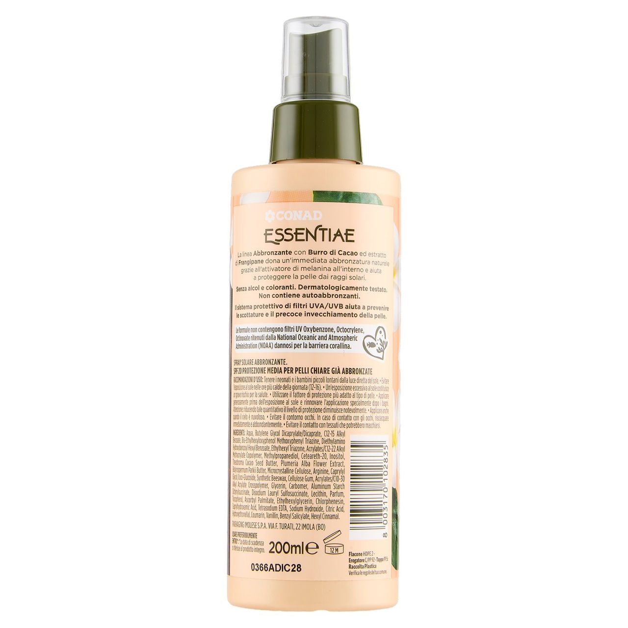 CONAD Essentiae Spray Solare 20 SPF Media Abbronzante 200 ml