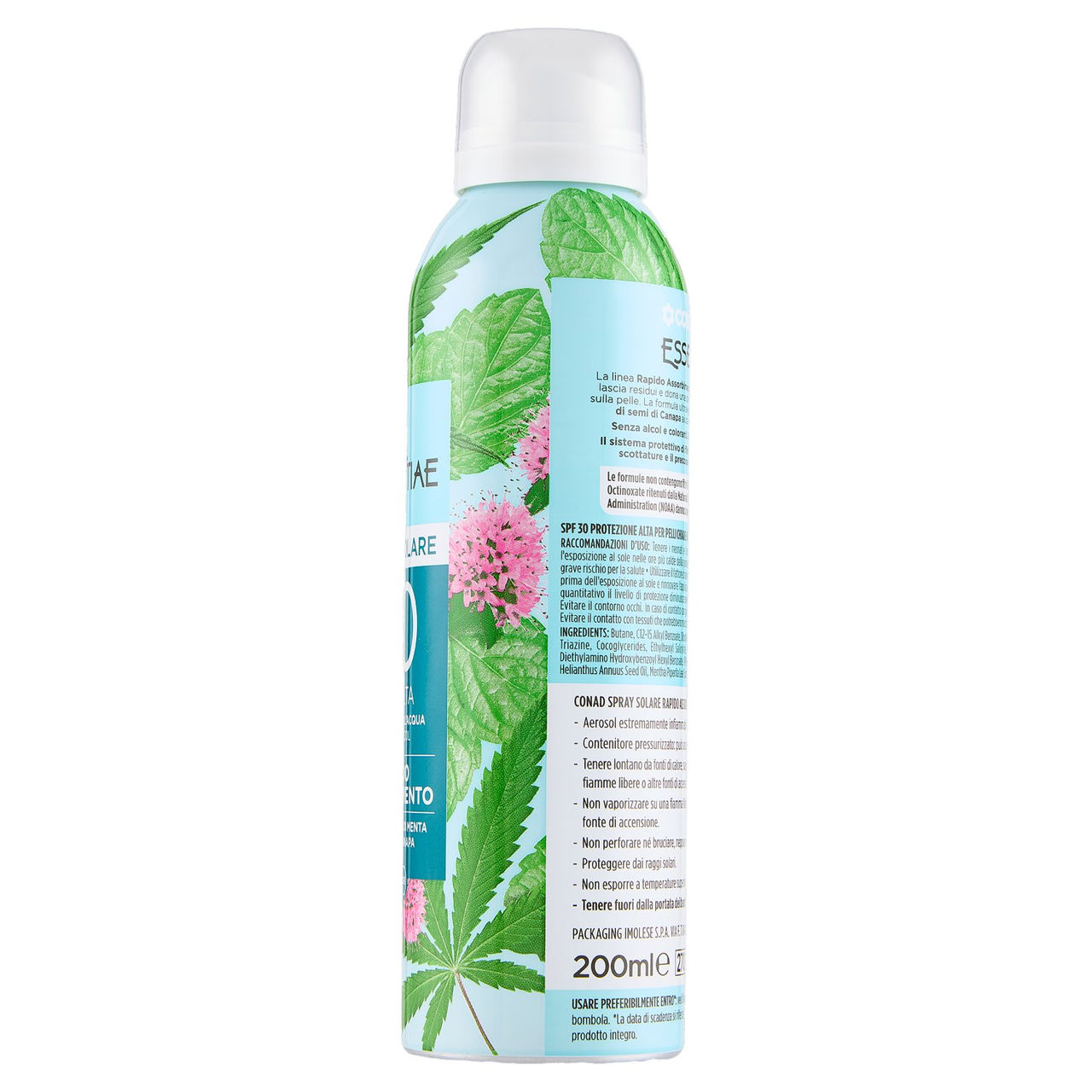 CONAD Essentiae Spray Solare 30 SPF Alta Rapido Assorbimento 200 ml