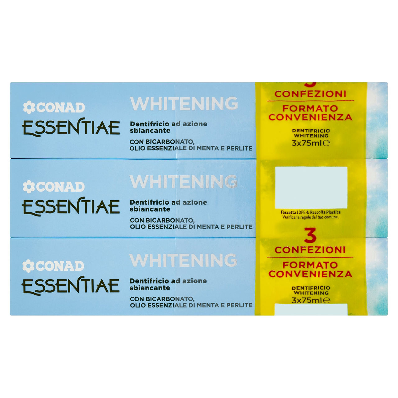 CONAD Essentiae Whitening Dentifricio ad azione sbiancante 3 x 75 ml