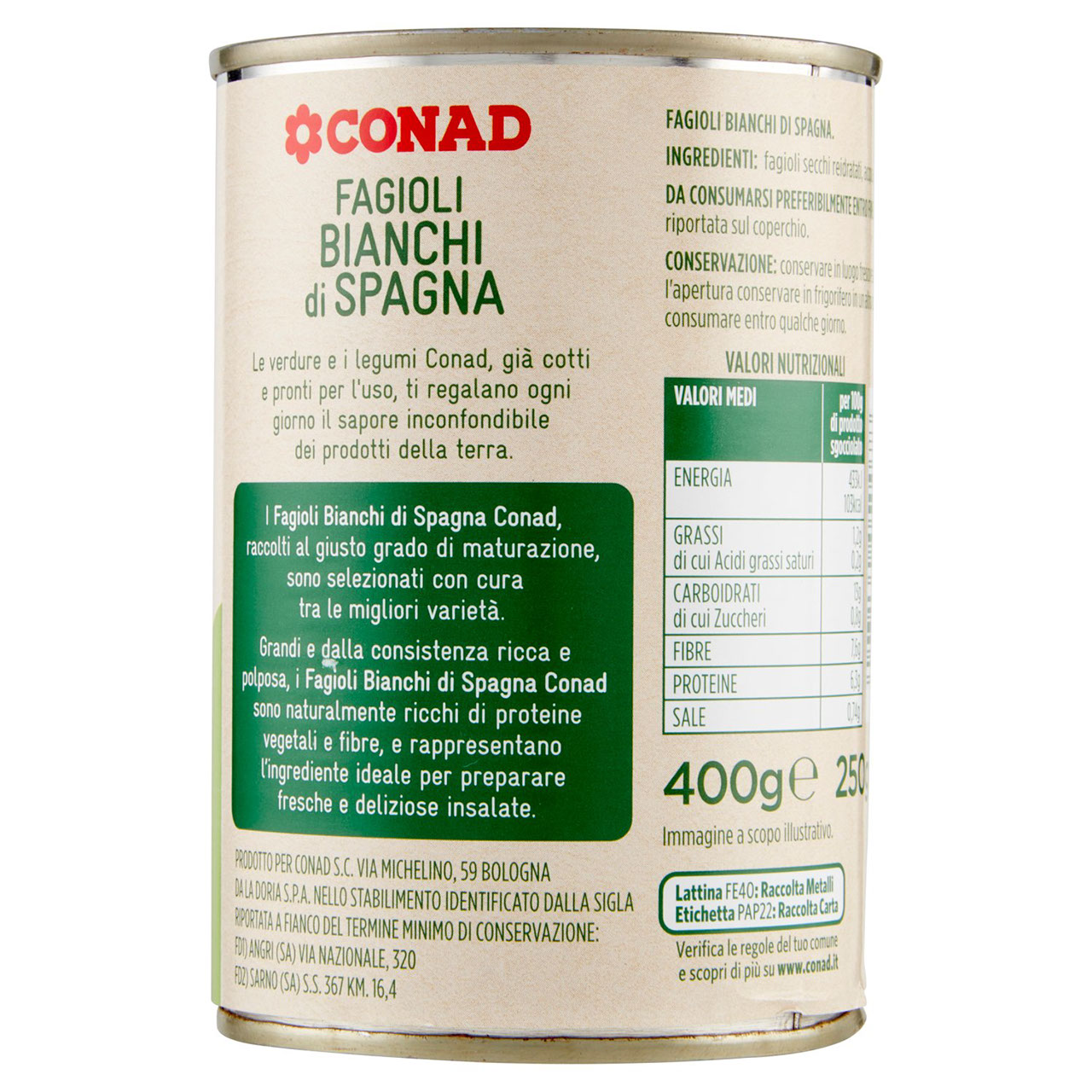 Fagioli Bianchi di Spagna 400 g Conad