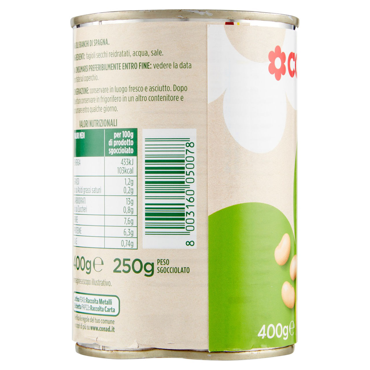 Fagioli Bianchi di Spagna 400 g Conad