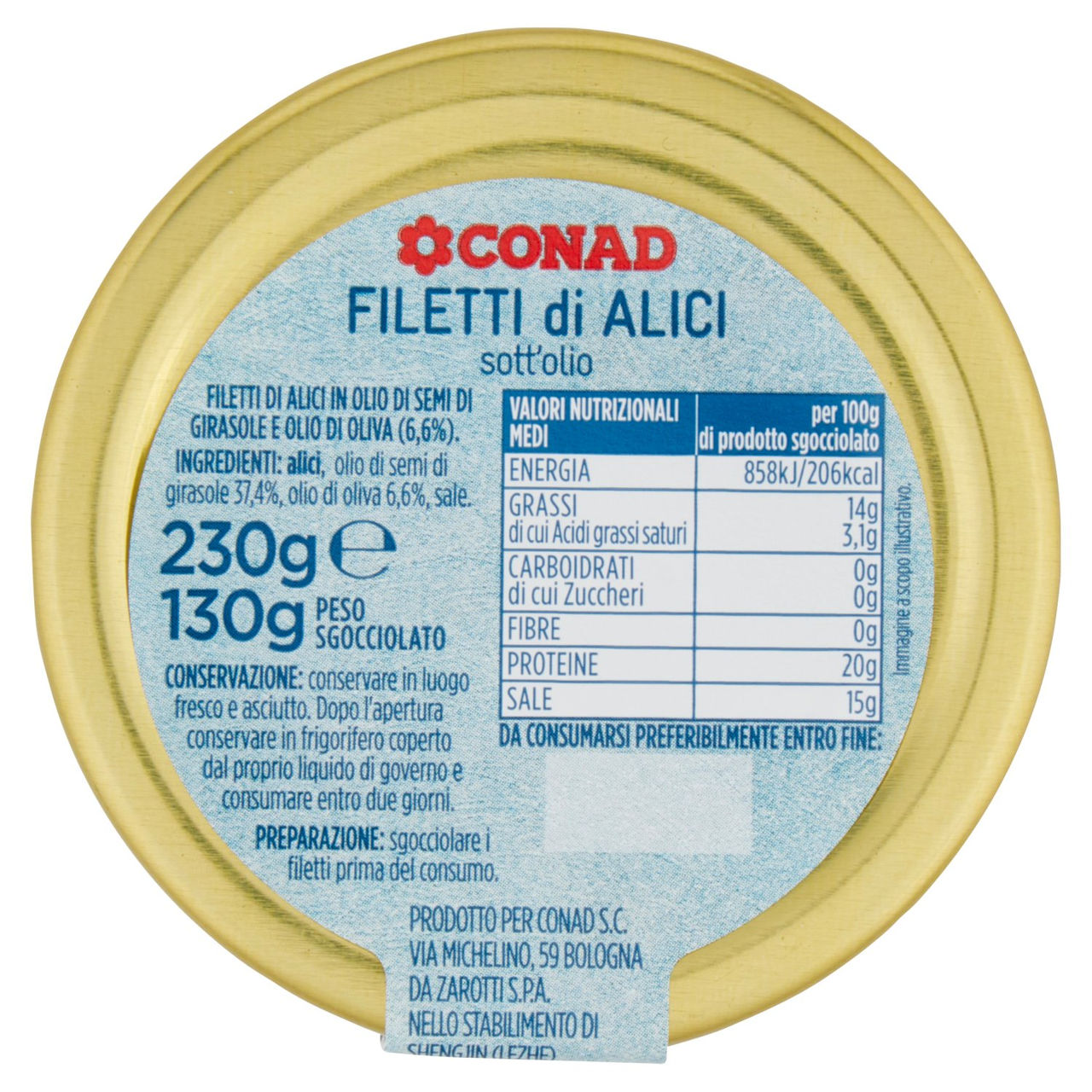 CONAD Filetti di Alici sott'olio 230 g