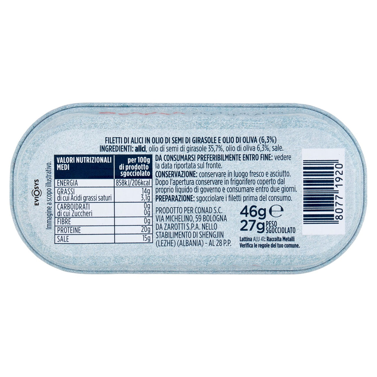 CONAD Filetti di Alici sott'olio 46 g