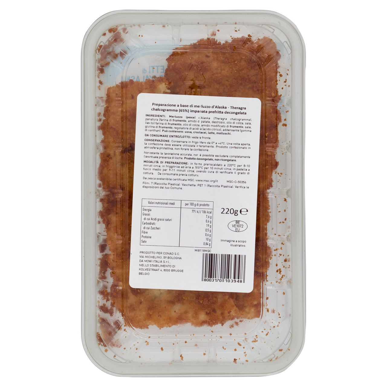 CONAD Filetti di Merluzzo d'Alaska 220 g