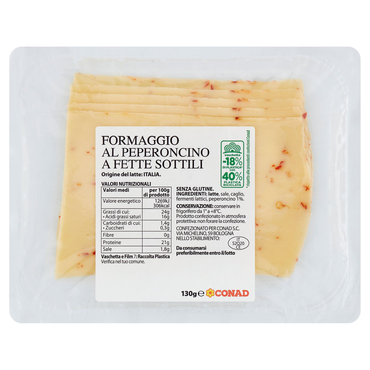 Formaggio al Peperoncino a Fette Sottili Conad
