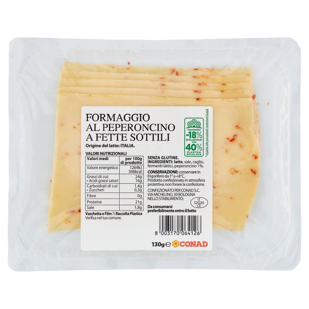 Formaggio al Peperoncino a Fette Sottili Conad