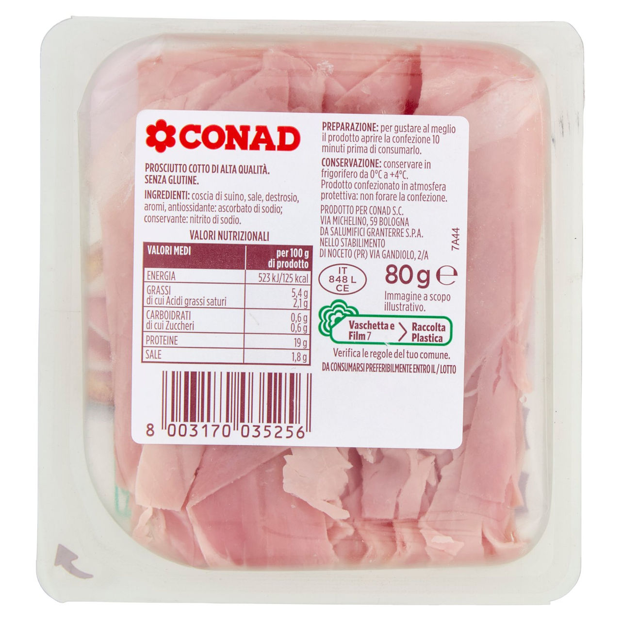 Prosciutto Cotto di Alta Qualità 80g Conad online Conad