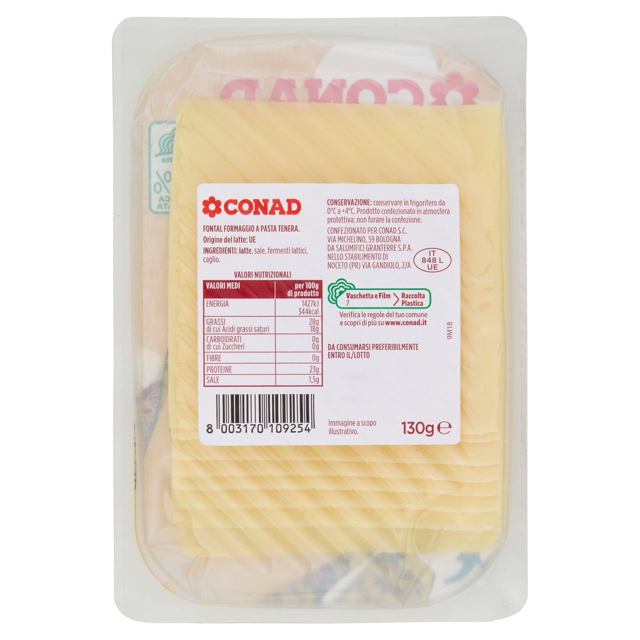 CONAD Freschi & Convenienti Fontal a Fette 8 Fette 130 g