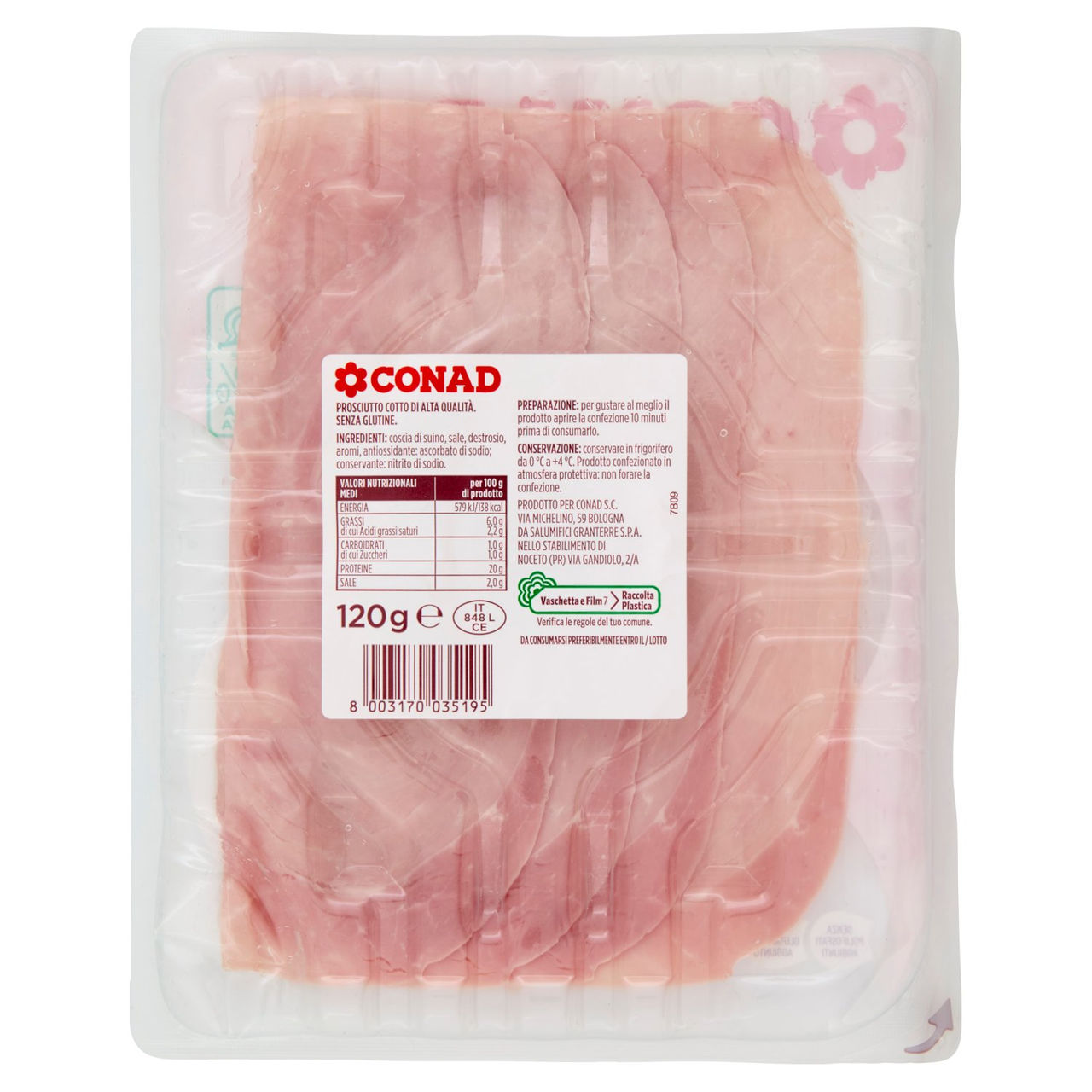 Prosciutto Cotto di Alta Qualità  120 g Conad