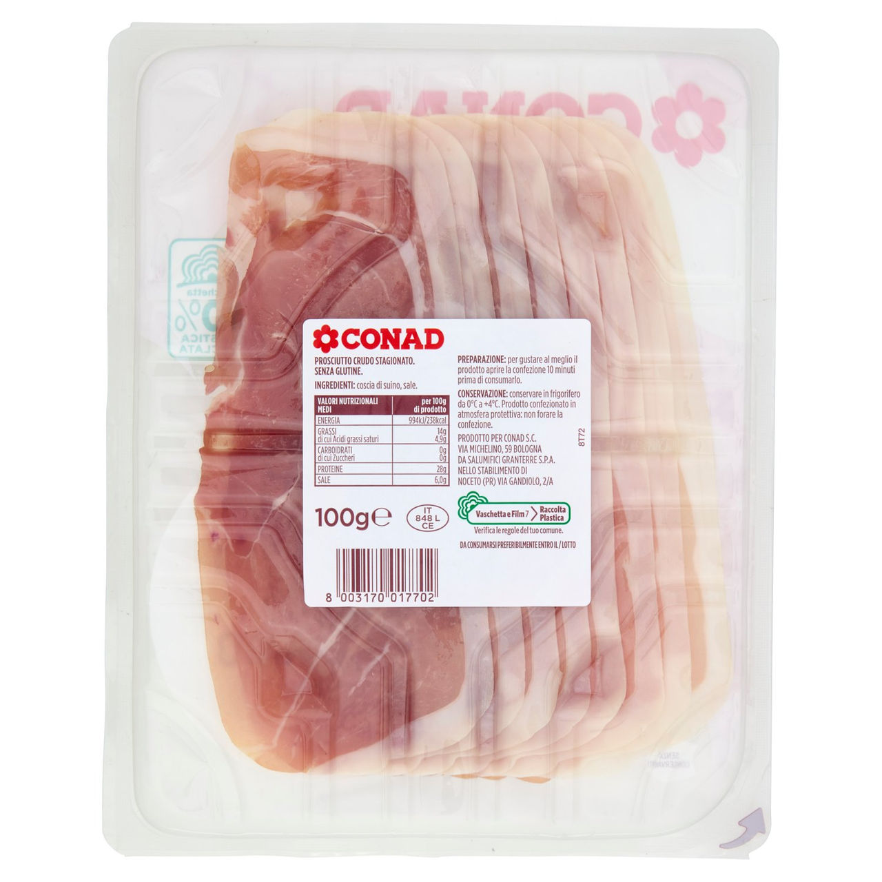 Prosciutto Crudo Stagionato 100 g Conad online Conad
