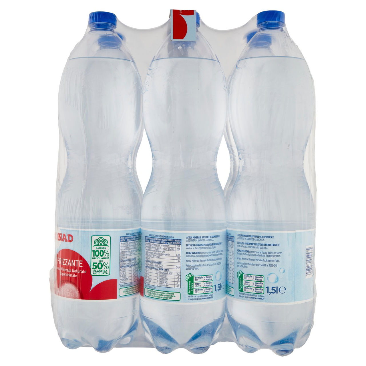 CONAD Frizzante Acqua Minerale Naturale Oligominerale Levia 6 x 1,5 l