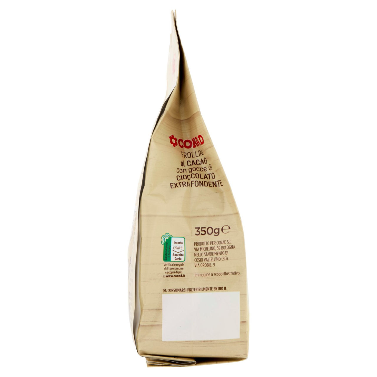 CONAD Frollini al Cacao con gocce di Cioccolato Extra Fondente 350 g