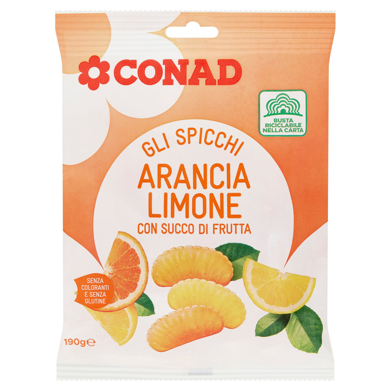 CONAD Gli Spicchi Arancia e Limone con Succo di Frutta 190 g