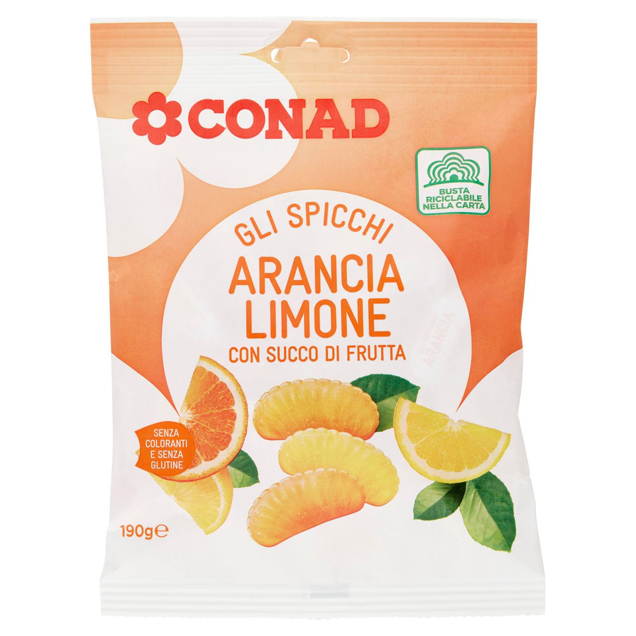 CONAD Gli Spicchi Arancia e Limone con Succo di Frutta 190 g