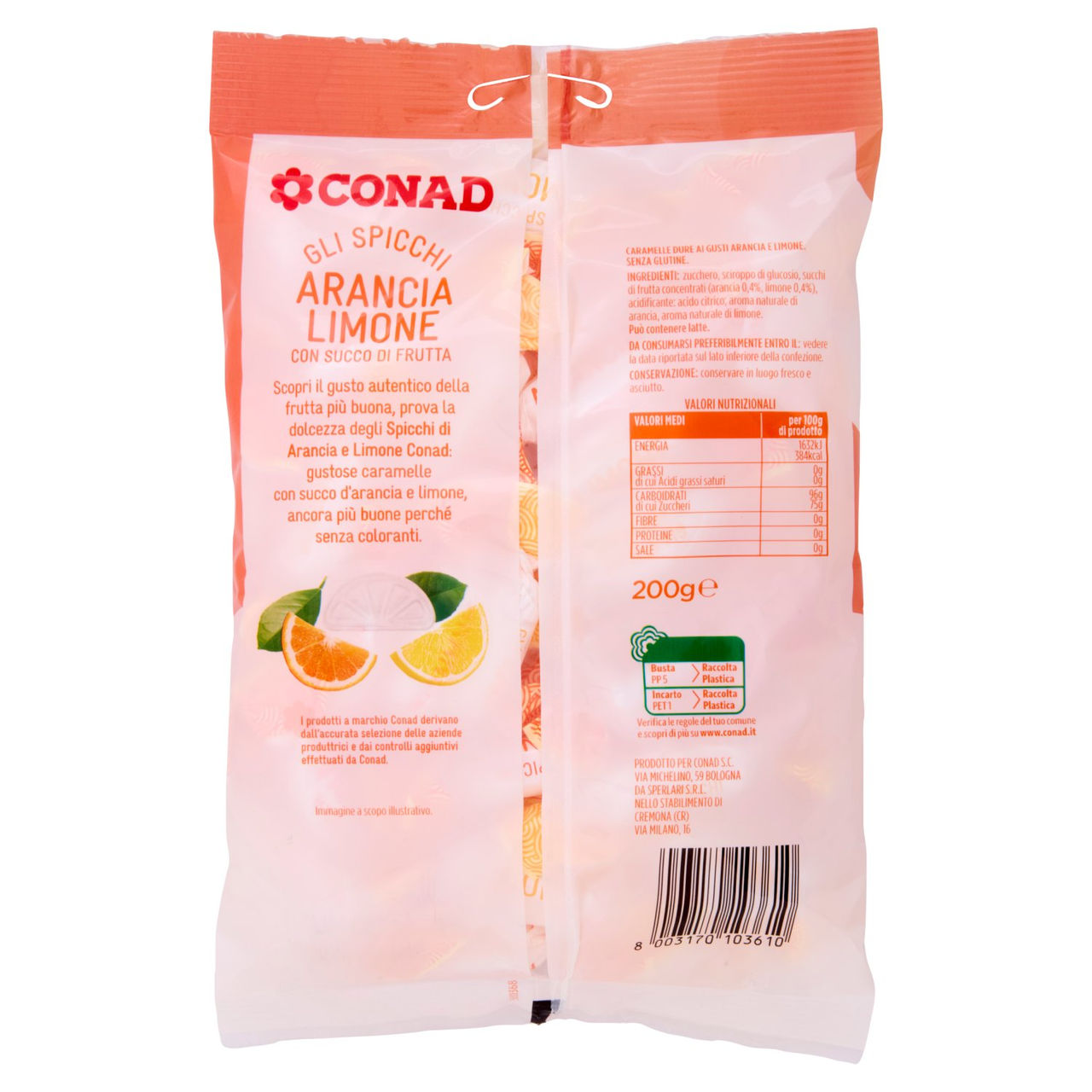 CONAD Gli Spicchi Arancia Limone con Succo di Frutta 200 g