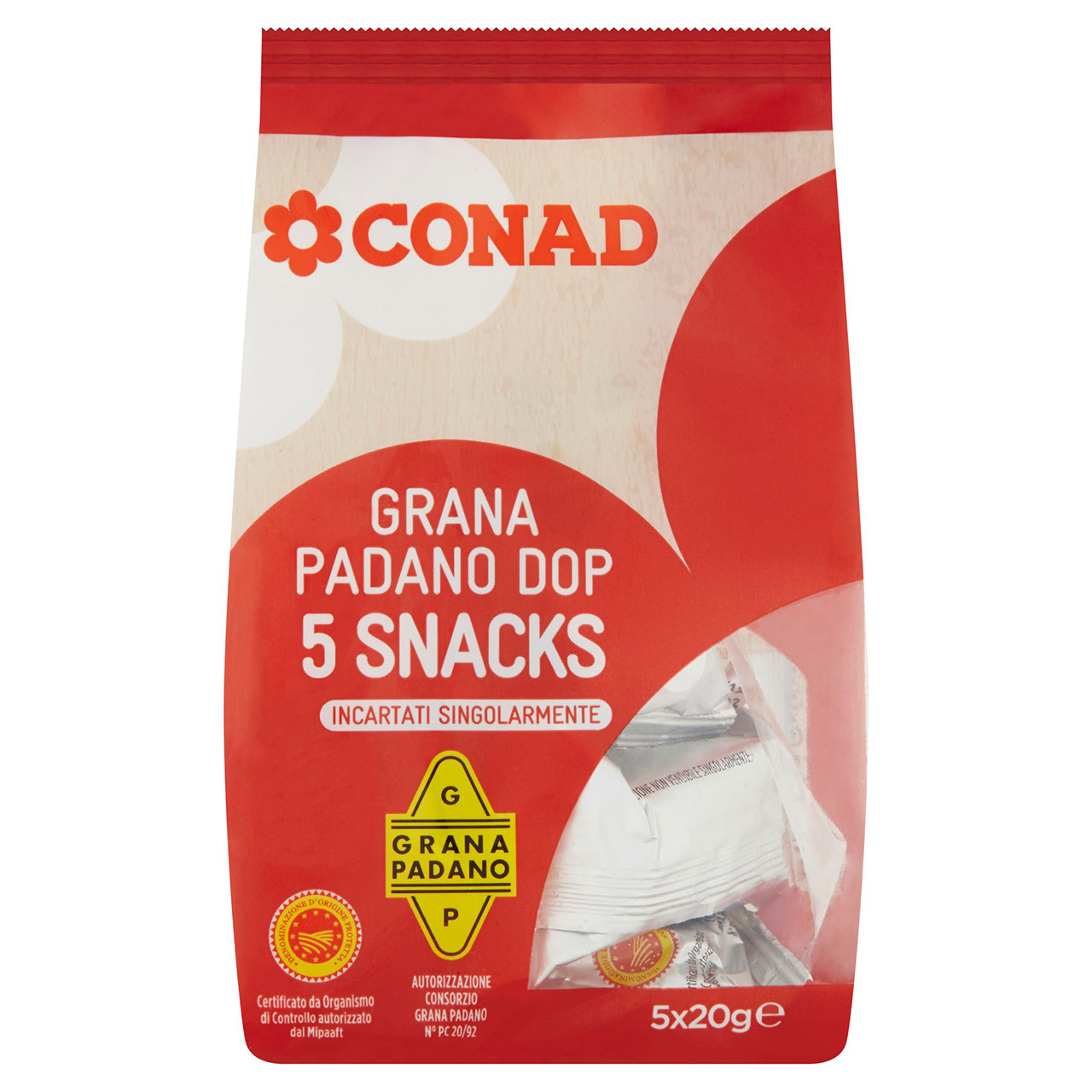 Grana Padano DOP 5 Snacks 100 g Conad