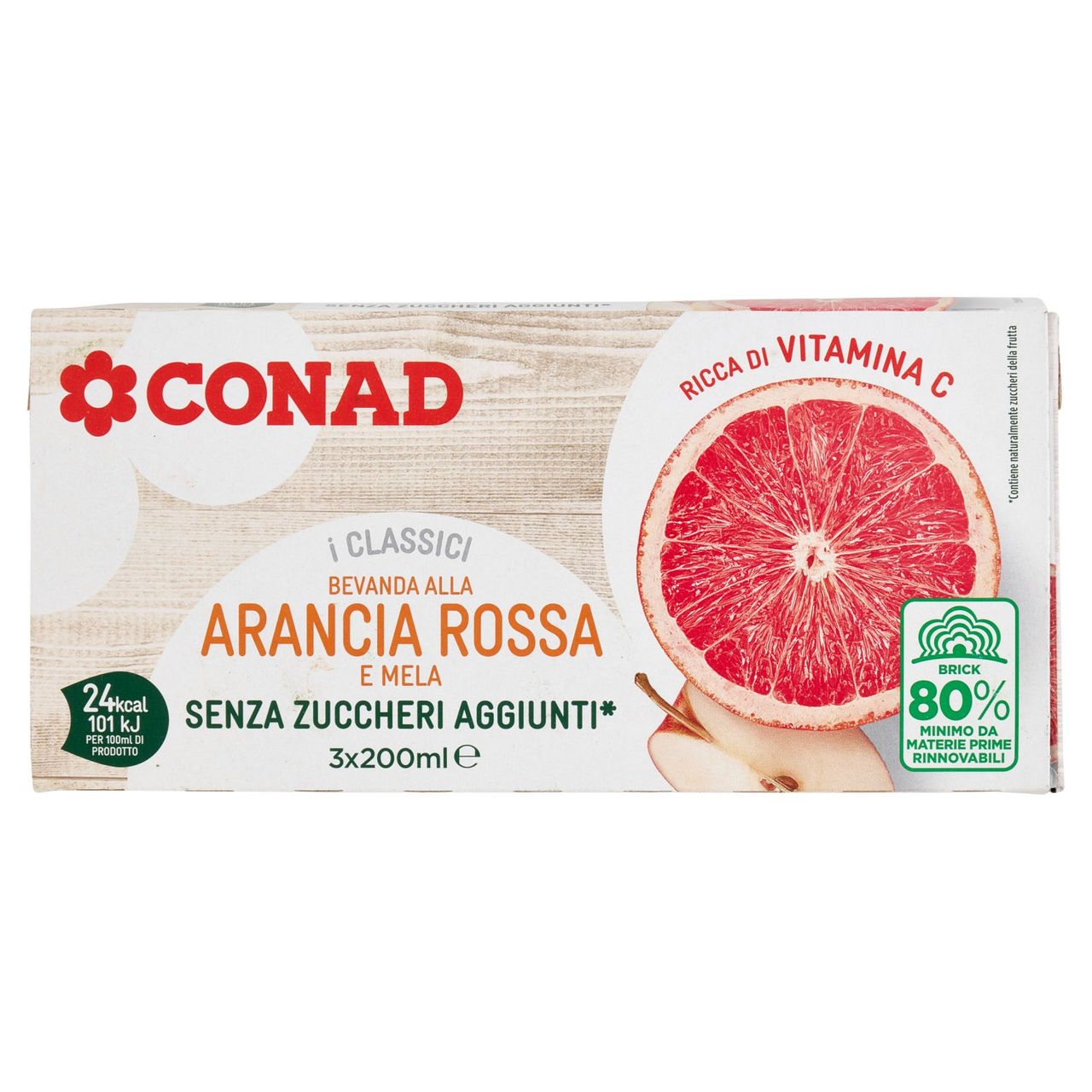 CONAD i Classici Bevanda alla Arancia Rossa Senza Zuccheri Aggiunti* 3 x 200 ml