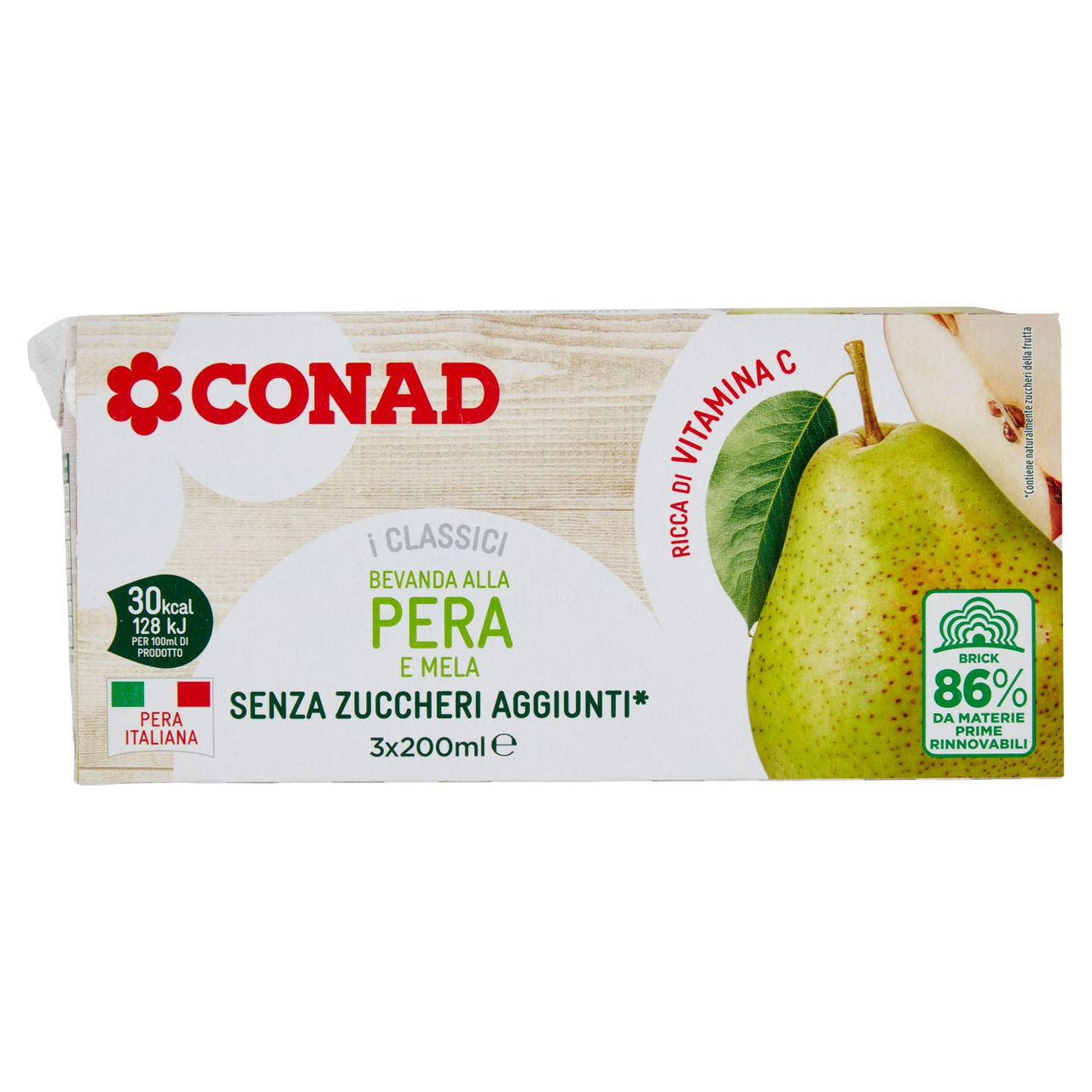 CONAD I Classici Bevanda alla Pera Senza Zuccheri Aggiunti* 3 x 200 ml