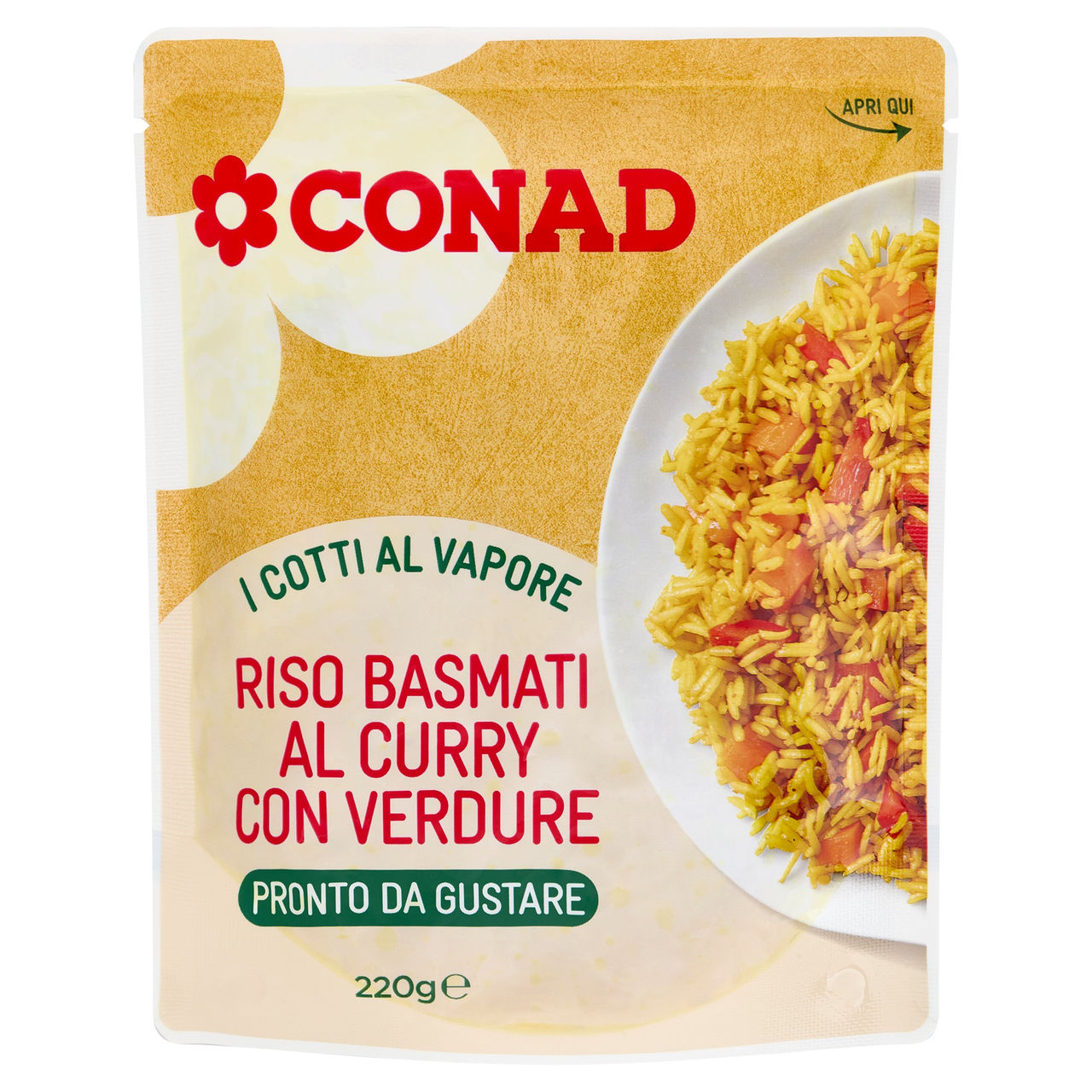 CONAD I Cotti al Vapore Riso Basmati al Curry con Verdure 220 g