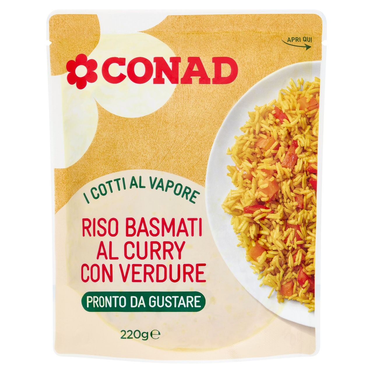 CONAD I Cotti al Vapore Riso Basmati al Curry con Verdure 220 g