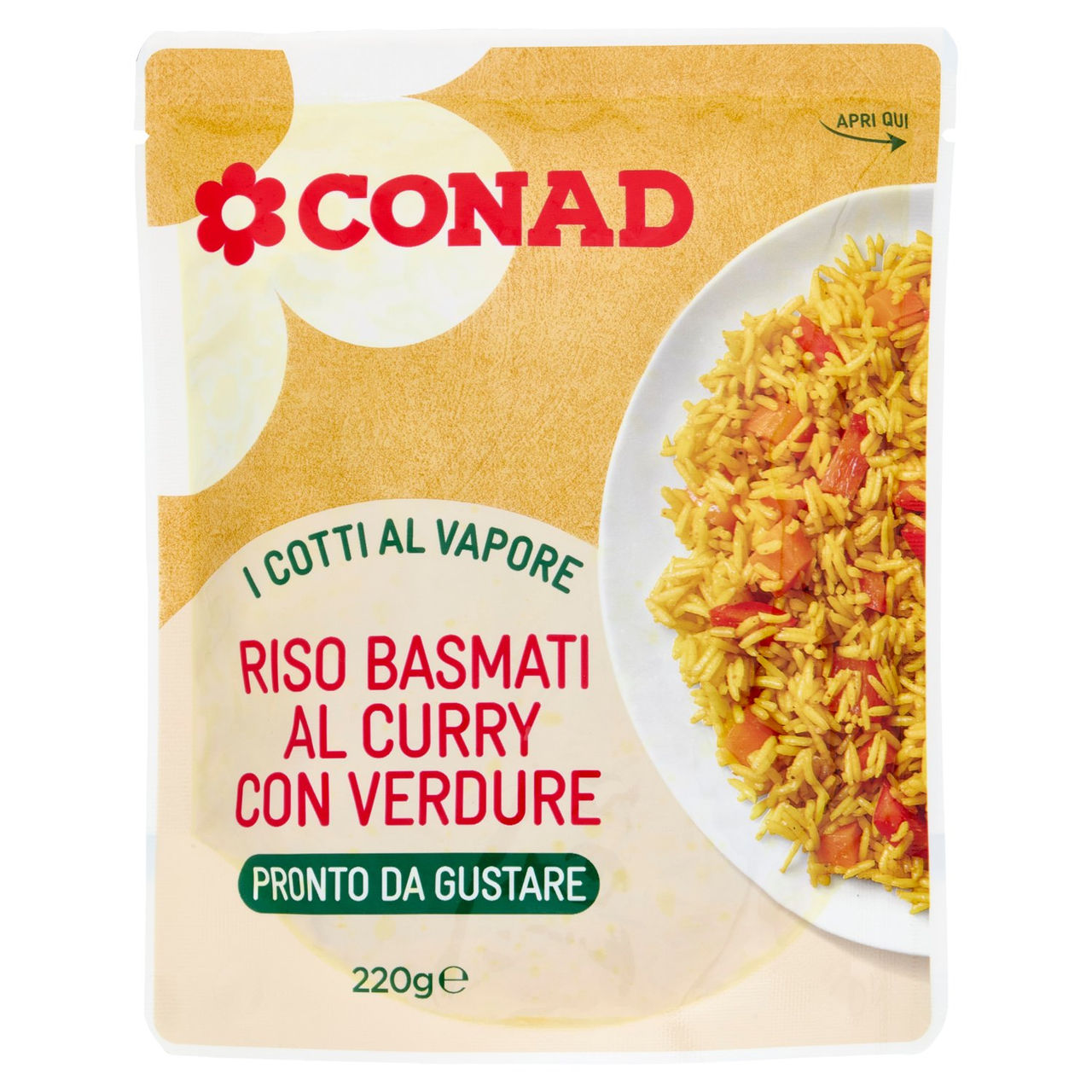 CONAD I Cotti al Vapore Riso Basmati al Curry con Verdure 220 g