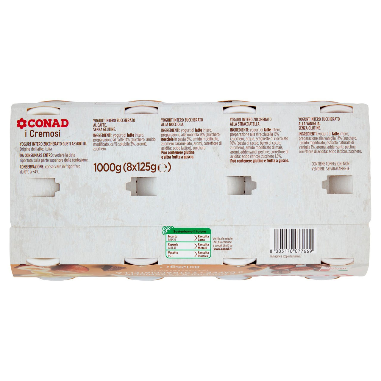 Yogurt Intero Gusti Assortiti 8 x 125 ml Conad