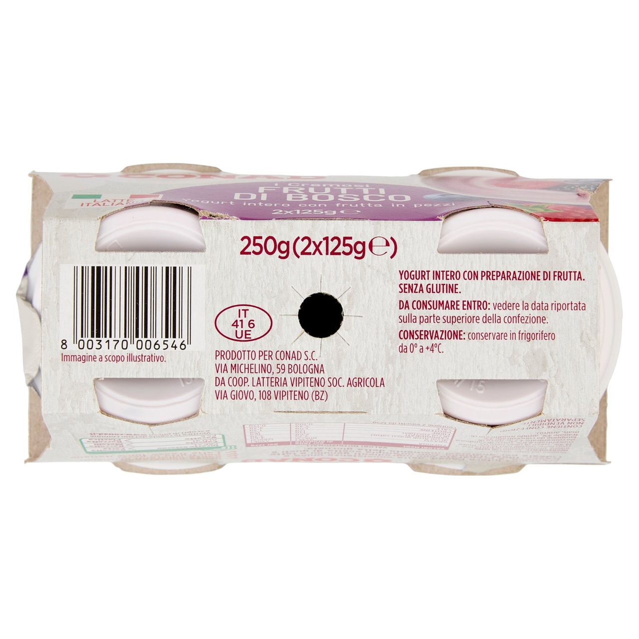 Yogurt Intero ai Frutti di Bosco 2x125g Conad