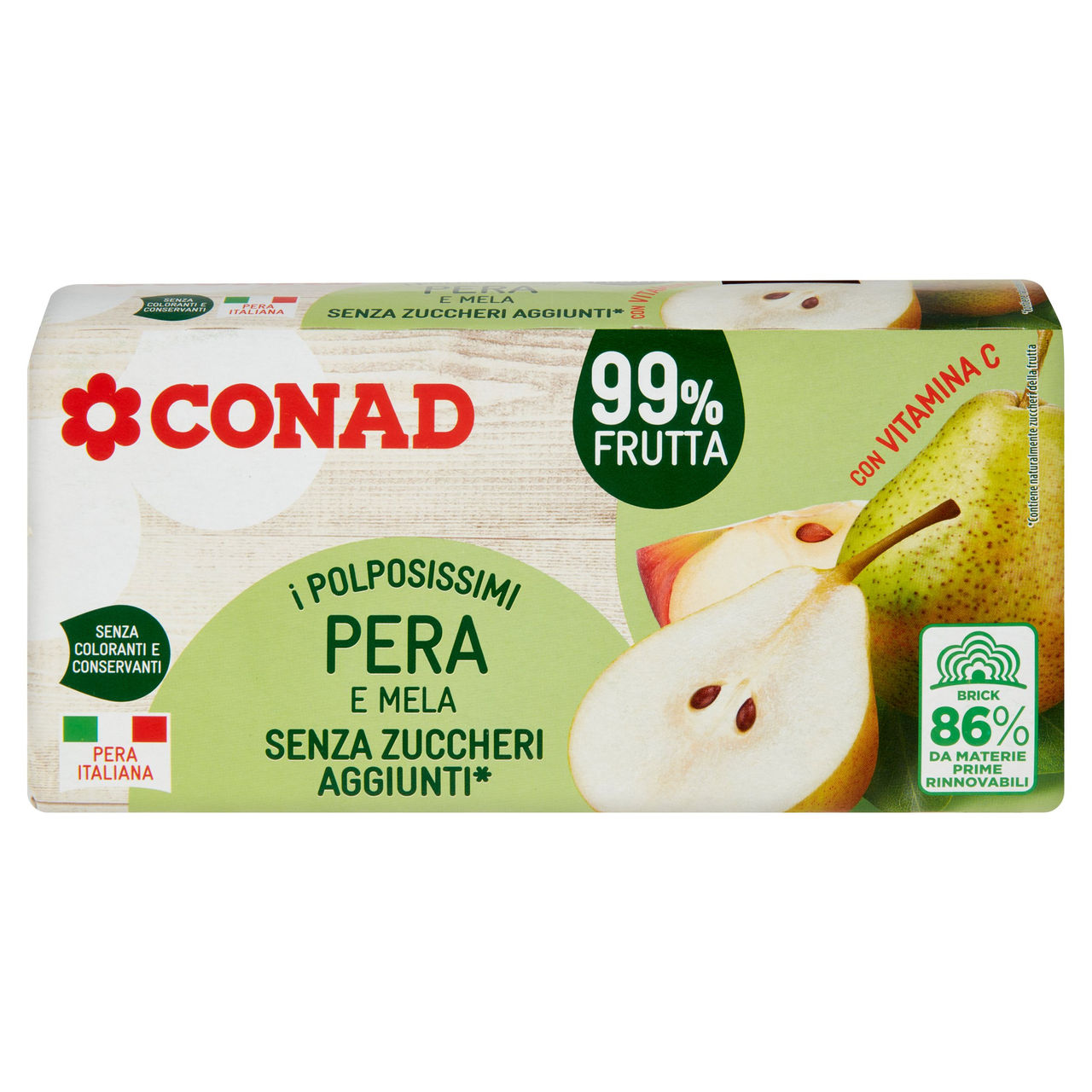 CONAD I Polposissimi Pera e Mela Senza Zuccheri Aggiunti* 3 x 200 ml